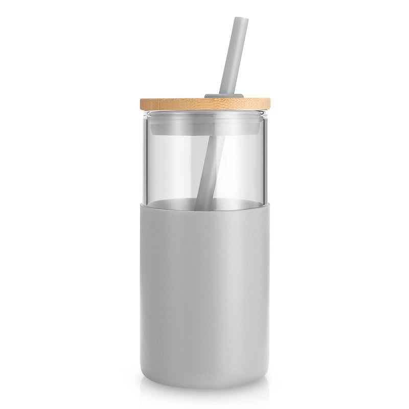 TroncoÂ® 24 oz Glass Tumbler with Lids and Straw, Reusable Iced Coffee Cup & Smoothie Cup with Bamboo Lid, Silicone Sleeve, Dishwasher Safe, BPA-Free Borosilicate Glass, 1 Pack - Image 2